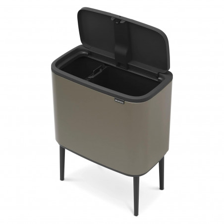 Κάδος Brabantia Bo Touch 651113, 11+23 l, Ομαλό και αθόρυβο άνοιγμα, Μεγάλο άνοιγμα, Γκρι