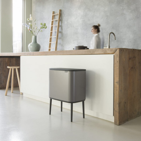 Κάδος Brabantia Bo Touch 651113, 11+23 l, Ομαλό και αθόρυβο άνοιγμα, Μεγάλο άνοιγμα, Γκρι