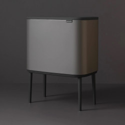 Κάδος Brabantia Bo Touch 651113, 11+23 l, Ομαλό και αθόρυβο άνοιγμα, Μεγάλο άνοιγμα, Γκρι