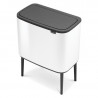 Κάδος Brabantia Bo Touch 651110, 11+23 L, Ομαλό και αθόρυβο άνοιγμα, Μεγάλο άνοιγμα, Λευκό