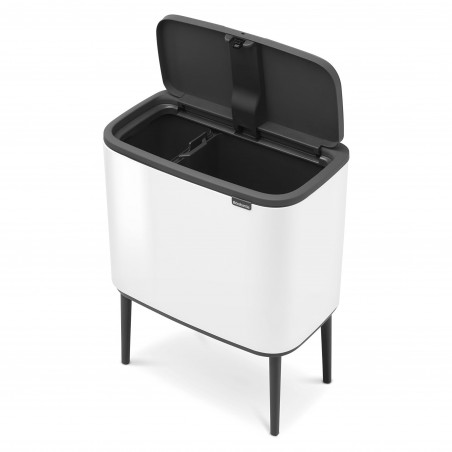 Κάδος Brabantia Bo Touch 651110, 11+23 L, Ομαλό και αθόρυβο άνοιγμα, Μεγάλο άνοιγμα, Λευκό