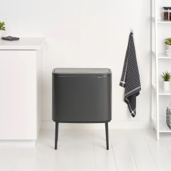 Κάδος Brabantia Bo Touch 1008855, 11+23 l, Ομαλό και αθόρυβο άνοιγμα, Μεγάλο άνοιγμα, Σκούρο γκρι