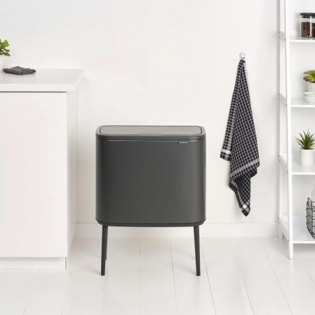 Κάδος Brabantia Bo Touch 1008855, 11+23 l, Ομαλό και αθόρυβο άνοιγμα, Μεγάλο άνοιγμα, Σκούρο γκρι