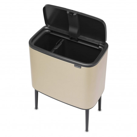 Κάδος Brabantia Bo Touch 1003214, 11+23 L, Ομαλό και αθόρυβο άνοιγμα, Μεγάλο άνοιγμα, Μεταλλικό χρυσό