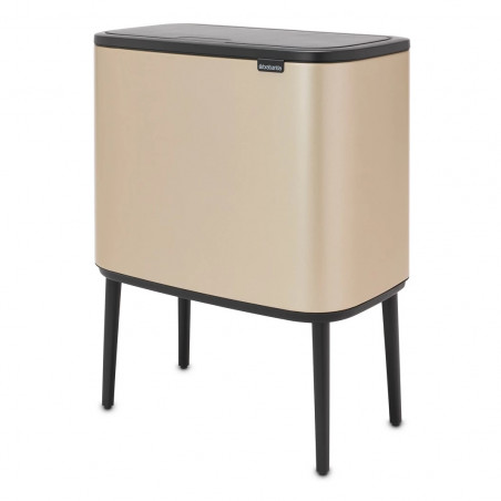 Κάδος Brabantia Bo Touch 1003214, 11+23 L, Ομαλό και αθόρυβο άνοιγμα, Μεγάλο άνοιγμα, Μεταλλικό χρυσό