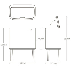 Brabantia Bo Touch 1005547, 11+23 l, Ομαλός και αθόρυβος βρασμός, άνοιγμα Golam, Μπεζ