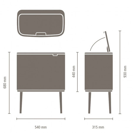 Brabantia Bo Touch 651106 36 λίτρων boklok, 36 λίτρων, Ομαλή και αθόρυβη ζυθοποίηση, Άνοιγμα Golam, Μαύρο