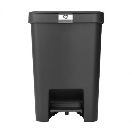 Κάδος απορριμμάτων με πεντάλ Brabantia StepUp 1008482, 25 L, Οικολογικά υλικά, Μεγάλο άνοιγμα, Σκούρο γκρι