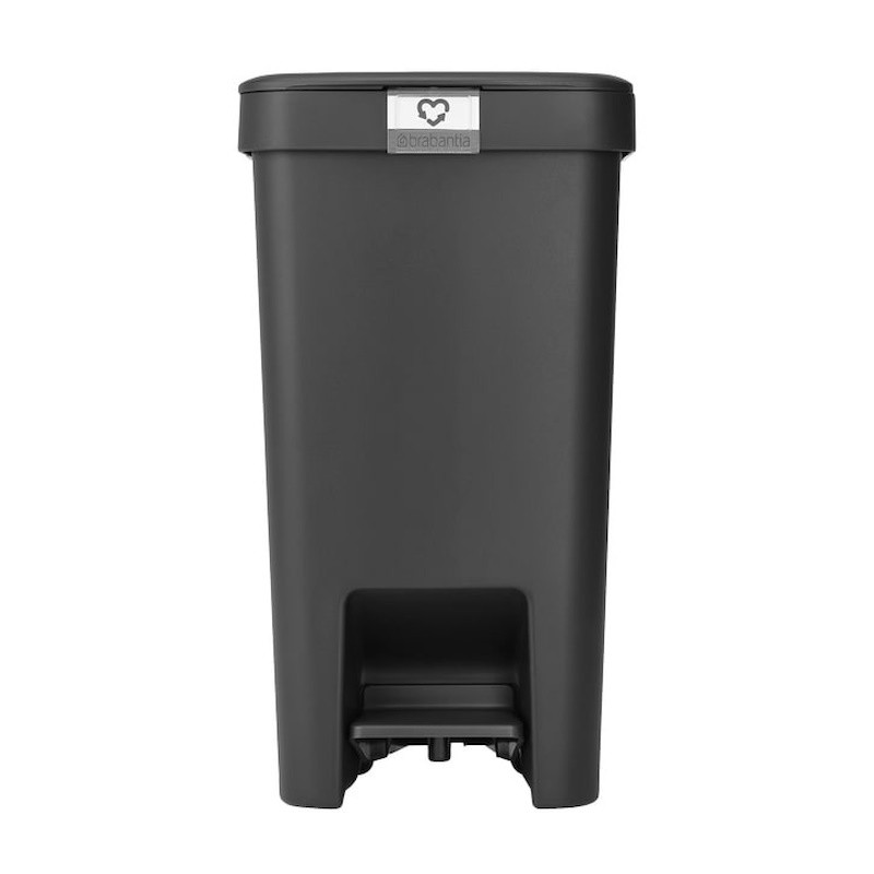 Κάδος απορριμμάτων με πεντάλ Brabantia StepUp 1008479, 16 L, Οικολογικά υλικά, Μεγάλο άνοιγμα, Σκούρο γκρι