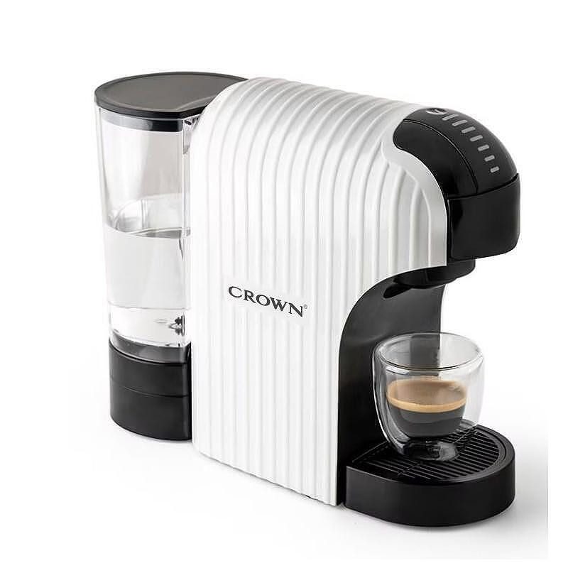 Μηχανή εσπρέσο 7σε1 Crown CCM-1531W 20 bar, 0,9 l, 7 προσαρμογείς, ενδείξεις LED, έλεγχος μήκους καφέ, Λευκό/μαύρο