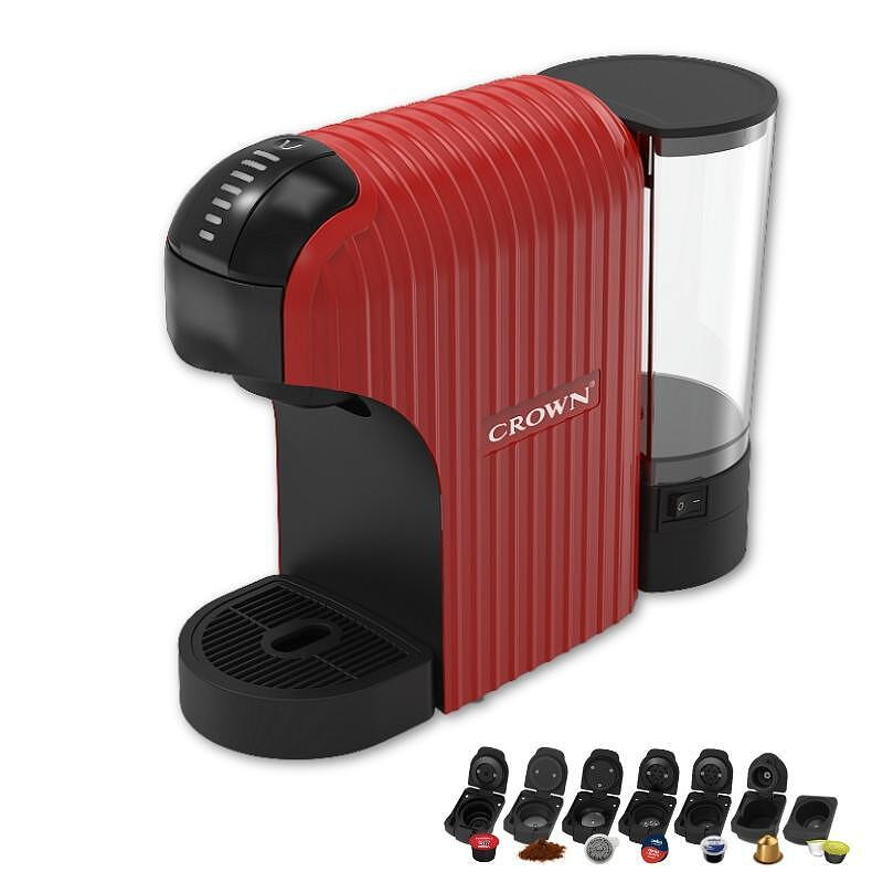 Μηχανή εσπρέσο 7σε1 Crown CCM-1532R, 20 bar, 0,9 l, 7 προσαρμογείς, ενδείξεις LED, έλεγχος μήκους καφέ, κόκκινο/μαύρο