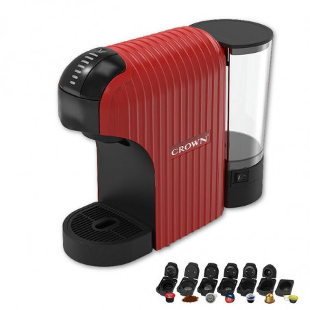 Μηχανή εσπρέσο 7σε1 Crown CCM-1532R, 20 bar, 0,9 l, 7 προσαρμογείς, ενδείξεις LED, έλεγχος μήκους καφέ, κόκκινο/μαύρο