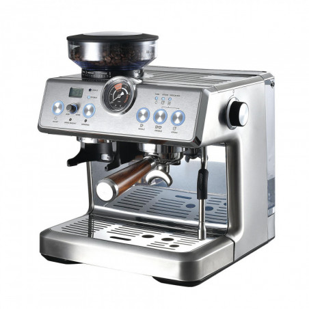 Μηχανή εσπρέσο Finlux FEM-1965M, 2450W, Ιταλική αντλία ULKA 20 bar, 2,2 l, 250 g, Ενσωματωμένος μύλος με 15 ρυθμίσεις, Inox