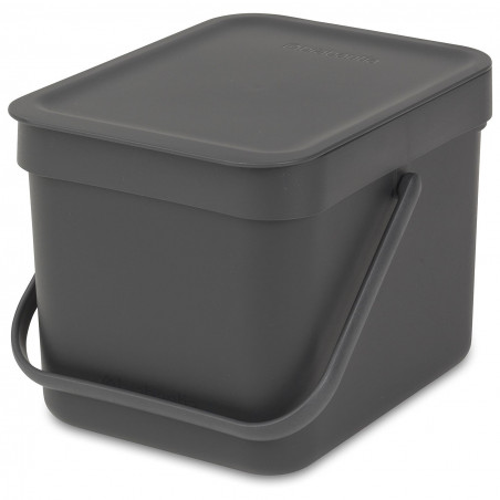 Brabantia Sort&Go κάδος χωριστής συλλογής απορριμμάτων 648974, 6 l, Χειρολαβή, Επιτοίχιος, Σκούρο γκρι