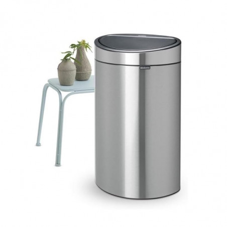 Brabantia Touch Bin New 650528, 40 l, αθόρυβο και ομαλό κλείσιμο, επίπεδη πλάτη, Inox/matt