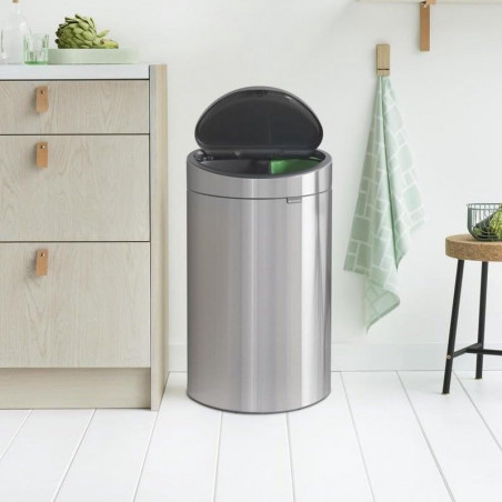Brabantia Touch Bin New 650528, 40 l, αθόρυβο και ομαλό κλείσιμο, επίπεδη πλάτη, Inox/matt
