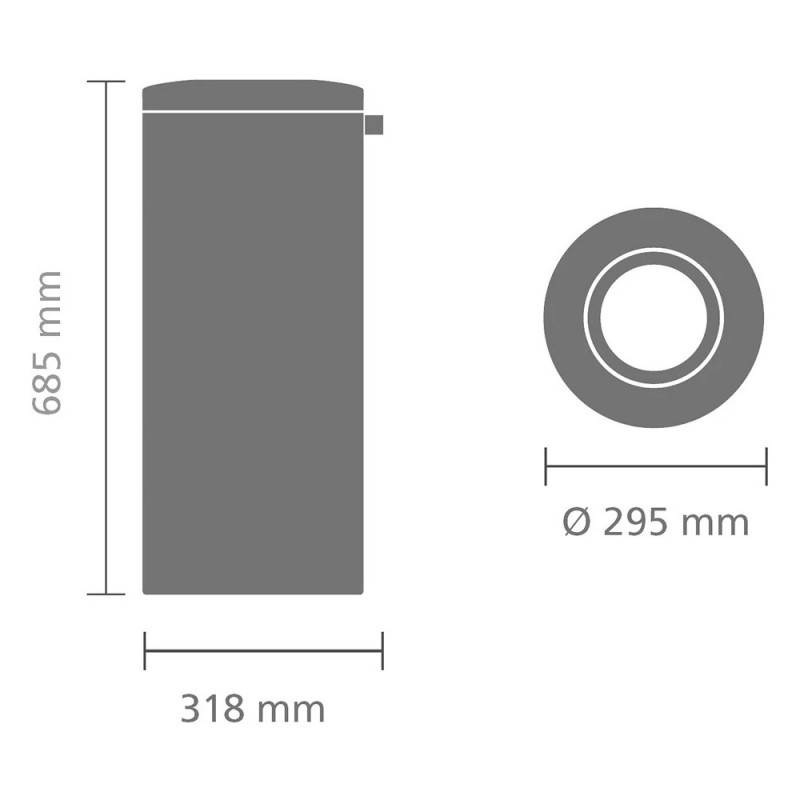 Κάδος Brabantia Flame Guard 647074, 30 l, Πυράντοχος, Μεταλλικός εσωτερικός κάδος, Inox, Inox