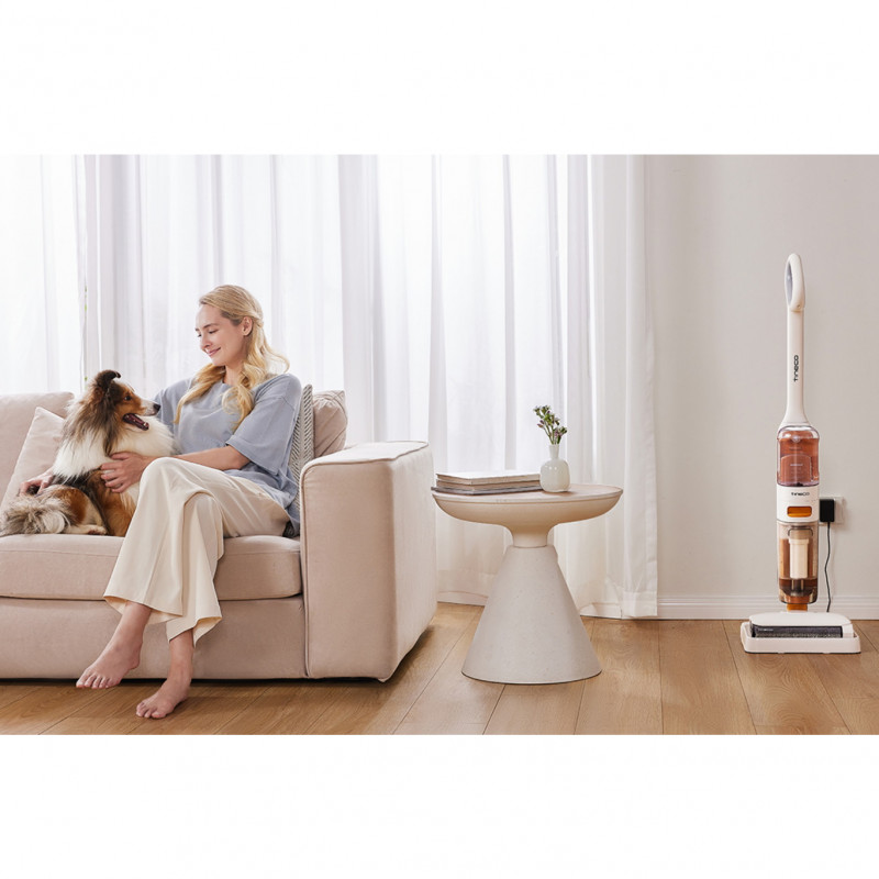 Κάθετη ηλεκτρική σκούπα Tineco iFloor Y2 Plus, 6500 Pa, Wi-Fi, 0,8 l βρώμικο/1 l καθαρό, LED, αυτοκαθαρισμός, 70m2, ενδείξεις, λευκό/πορτοκαλί