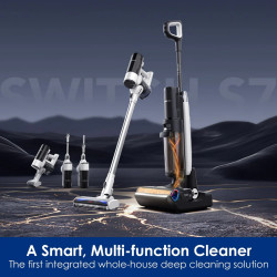 Tineco Floor One Switch S7 Pet Upright Vacuum Cleaner and Squeegee 2in1, 230W, 0.72L dirty/0.85L clean/0.6L dust, Αυτονομία έως 65 λεπτά, 4 λειτουργίες, σύστημα αυτοκαθαρισμού FlashDry, Λευκό/Μαύρο