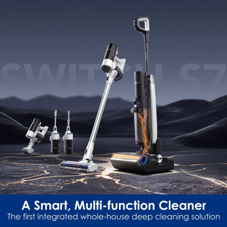 Tineco Floor One Switch S7 Pet Upright Vacuum Cleaner and Squeegee 2in1, 230W, 0.72L dirty/0.85L clean/0.6L dust, Αυτονομία έως 65 λεπτά, 4 λειτουργίες, σύστημα αυτοκαθαρισμού FlashDry, Λευκό/Μαύρο