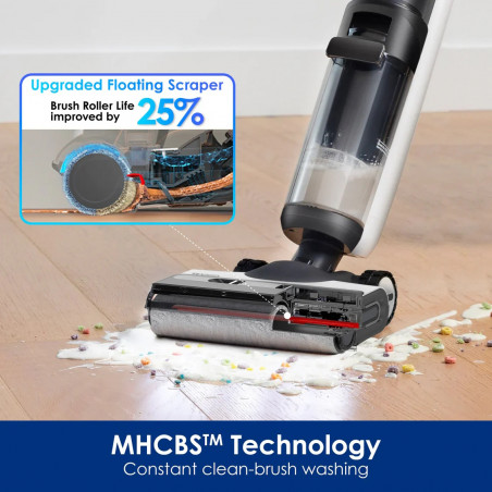 Tineco Floor One Switch S7 Pet Upright Vacuum Cleaner and Squeegee 2in1, 230W, 0.72L dirty/0.85L clean/0.6L dust, Αυτονομία έως 65 λεπτά, 4 λειτουργίες, σύστημα αυτοκαθαρισμού FlashDry, Λευκό/Μαύρο