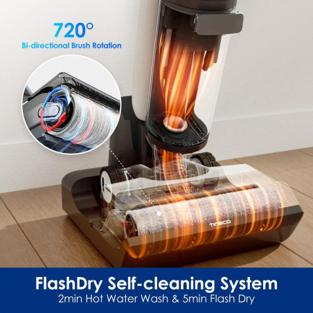 Tineco Floor One Switch S7 Pet Upright Vacuum Cleaner and Squeegee 2in1, 230W, 0.72L dirty/0.85L clean/0.6L dust, Αυτονομία έως 65 λεπτά, 4 λειτουργίες, σύστημα αυτοκαθαρισμού FlashDry, Λευκό/Μαύρο