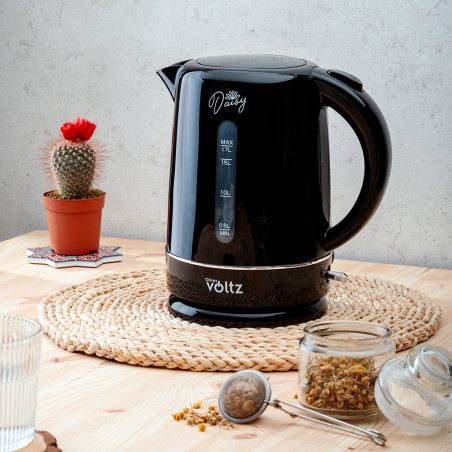 Ηλεκτρικός βραστήρας Oliver Voltz Daisy OV51230W, 2200W, 1.7 l, Αυτόματη απενεργοποίηση, Μαύρο
