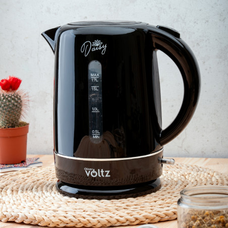 Ηλεκτρικός βραστήρας Oliver Voltz Daisy OV51230W, 2200W, 1.7 l, Αυτόματη απενεργοποίηση, Μαύρο