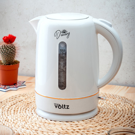 Ηλεκτρικός βραστήρας Oliver Voltz Daisy OV51230W, 2200W, 1.7 l, Αυτόματη απενεργοποίηση, Λευκό