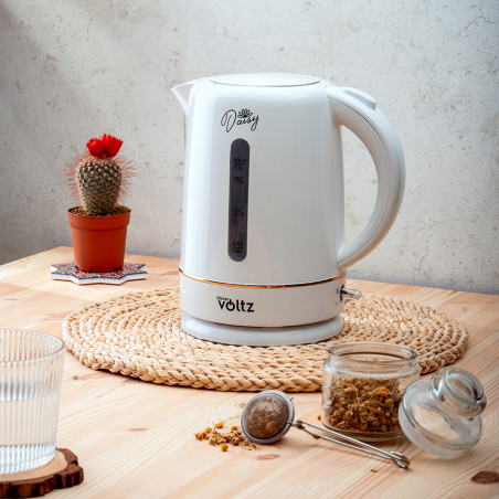 Ηλεκτρικός βραστήρας Oliver Voltz Daisy OV51230W, 2200W, 1.7 l, Αυτόματη απενεργοποίηση, Λευκό