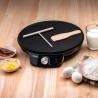 Κρεπιέρα Rosberg R51323A, 1200W, Περιλαμβάνει ξύλινη σπάτουλα και ξύλινο εργαλείο, 30 εκ., Ρυθμιζόμενος θερμοστάτης, Μαύρο