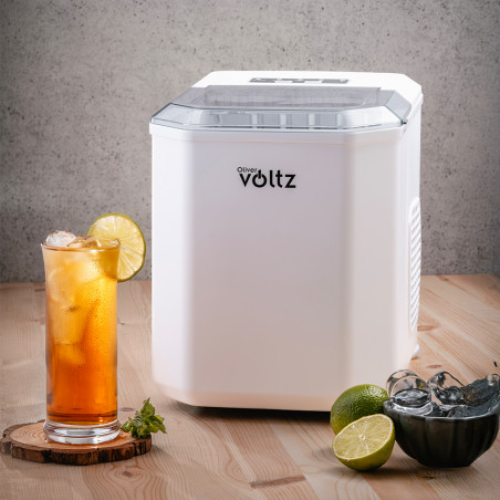 Παγομηχανή Oliver Voltz OV51447B, 120W, 12 kg/24 ώρες, 1,3 l, 9 κύβοι ανά κύκλο λειτουργίας, Ένδειξη πάγου και νερού, Λευκό