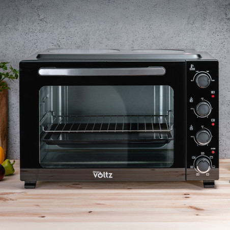 Φούρνος με κεραμική εστία Oliver Voltz OV51441E45, 4300 W, 45L, 90-230C, Ανεμιστήρας, Φωτισμός, Μαύρο