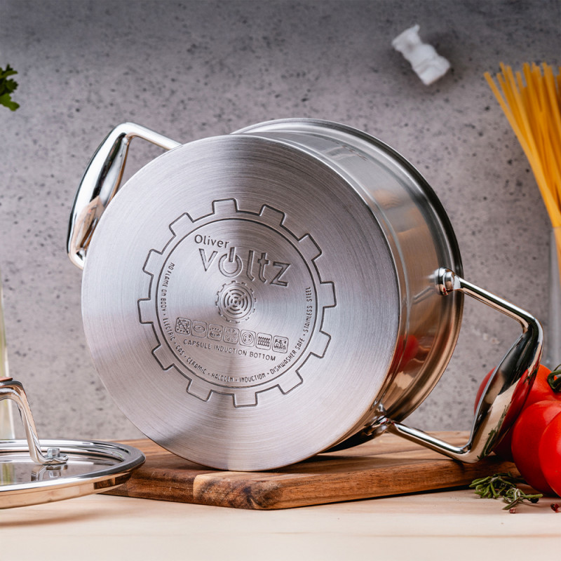 Κατσαρόλα Oliver Voltz OV51210P22 Berlin Premium Collection, 22 cm, 4,7 l, Ανοξείδωτο 18/10, Επαγωγή, Inox