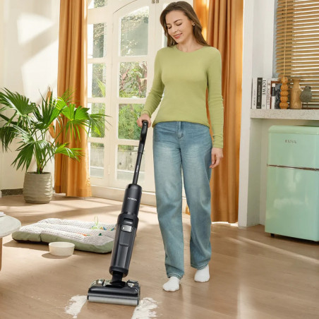 Κάθετη ηλεκτρική σκούπα Tineco Floor One S7 Stretch Ultra, 230W, 21 kPa, 0.72 l βρώμικο/1 l καθαρό, Αυτονομία 50 λεπτά, 3 λειτουργίες, σύστημα αυτοκαθαρισμού FlashDry, οθόνη LED, Μαύρο