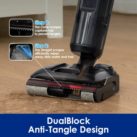 Κάθετη ηλεκτρική σκούπα Tineco Floor One S7 Stretch Ultra, 230W, 21 kPa, 0.72 l βρώμικο/1 l καθαρό, Αυτονομία 50 λεπτά, 3 λειτουργίες, σύστημα αυτοκαθαρισμού FlashDry, οθόνη LED, Μαύρο
