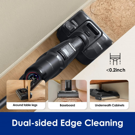 Κάθετη ηλεκτρική σκούπα Tineco Floor One S7 Stretch Ultra, 230W, 21 kPa, 0.72 l βρώμικο/1 l καθαρό, Αυτονομία 50 λεπτά, 3 λειτουργίες, σύστημα αυτοκαθαρισμού FlashDry, οθόνη LED, Μαύρο