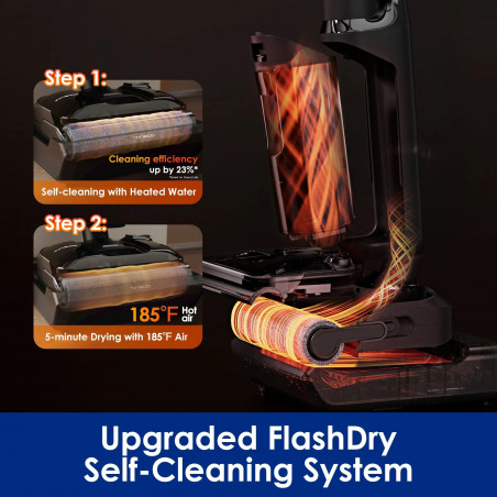 Κάθετη ηλεκτρική σκούπα Tineco Floor One S7 Stretch Ultra, 230W, 21 kPa, 0.72 l βρώμικο/1 l καθαρό, Αυτονομία 50 λεπτά, 3 λειτουργίες, σύστημα αυτοκαθαρισμού FlashDry, οθόνη LED, Μαύρο
