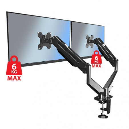 Esperanza ERW020 βάση για οθόνες, 17"-27", Για 2 οθόνες, Μηχανισμός με ελατήριο, VESA 75/100 mm, Μέχρι 6 kg ανά βραχίονα, Μαύρο