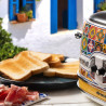 Τοστιέρα ψωμιού Ariete Positano 0156/0P, 1600W, 4 φέτες, 3 λειτουργίες, 6 στάδια, Κινητός δίσκος για ψίχουλα, Λευκό/κίτρινο