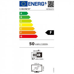 TV Crown 40FB22FH, 40", 109 cm, 1920X1080 FULL HD, Class F, Μαύρο