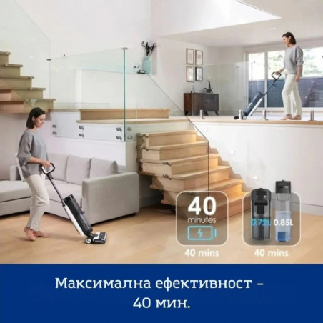 Tineco Floor One S7 Flashdry Pet ηλεκτρική σκούπα, 230W, 0.72 l βρώμικο/0.85 l καθαρό, 40 λεπτά αυτονομία, 4 λειτουργίες, σύστημα αυτοκαθαρισμού FlashDry, οθόνη LED, Μαύρο