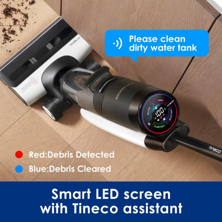 Tineco Floor One S7 Flashdry Pet ηλεκτρική σκούπα, 230W, 0.72 l βρώμικο/0.85 l καθαρό, 40 λεπτά αυτονομία, 4 λειτουργίες, σύστημα αυτοκαθαρισμού FlashDry, οθόνη LED, Μαύρο