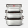 Σετ 3 τεμαχίων Black+Blum Meal Prep FBSS-BX-PACK1, 0,6/0,9/1,2 l, ορθογώνιο, κατάλληλο για φούρνο, χωρίς BPA, ανοξείδωτο ατσάλι, γκρι