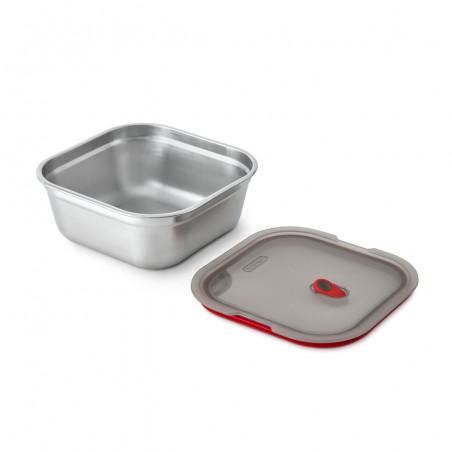 Κουτί φαγητού Black+Blum FBSS-SQ-L017, 1,4 l, τετράγωνο, ασφαλές για φούρνο, χωρίς BPA, ανοξείδωτο ατσάλι, γκρι