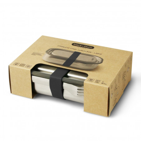Κουτί φαγητού Black+Blum BAM-SS-L018, 1 l, ορθογώνιο, ασφαλές για φούρνο, χωρίς BPA, ανοξείδωτο ατσάλι, γκρι