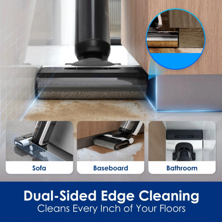 Κάθετη ηλεκτρική σκούπα Tineco Floor One S6 Flashdry Pet FW144000DE, 220W, 0,7 l βρώμικο/0,8 l καθαρό/0,8 l σκόνη, Αυτονομία 35 λεπτά, αισθητήρας iLoop, τεχνολογία MHCBS, 130 m2, Μαύρο