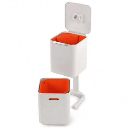 3σε1 Joseph Joseph Totem Compact 30064, 2x20 l, Δοχείο απορριμμάτων 3 l, Κάθετος σχεδιασμός, Ανταλλάξιμα φίλτρα με ενεργό άνθρακα, Μπεζ