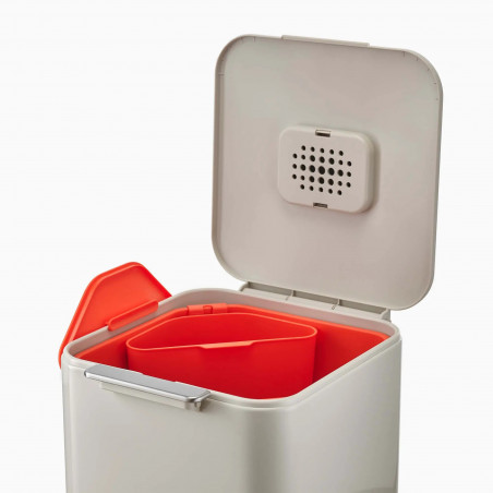 3σε1 Joseph Joseph Totem Compact 30064, 2x20 l, Δοχείο απορριμμάτων 3 l, Κάθετος σχεδιασμός, Ανταλλάξιμα φίλτρα με ενεργό άνθρακα, Μπεζ