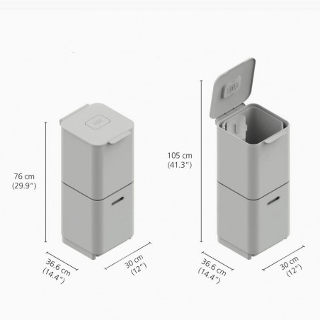 3σε1 Joseph Joseph Totem Compact 30064, 2x20 l, Δοχείο απορριμμάτων 3 l, Κάθετος σχεδιασμός, Ανταλλάξιμα φίλτρα με ενεργό άνθρακα, Μπεζ